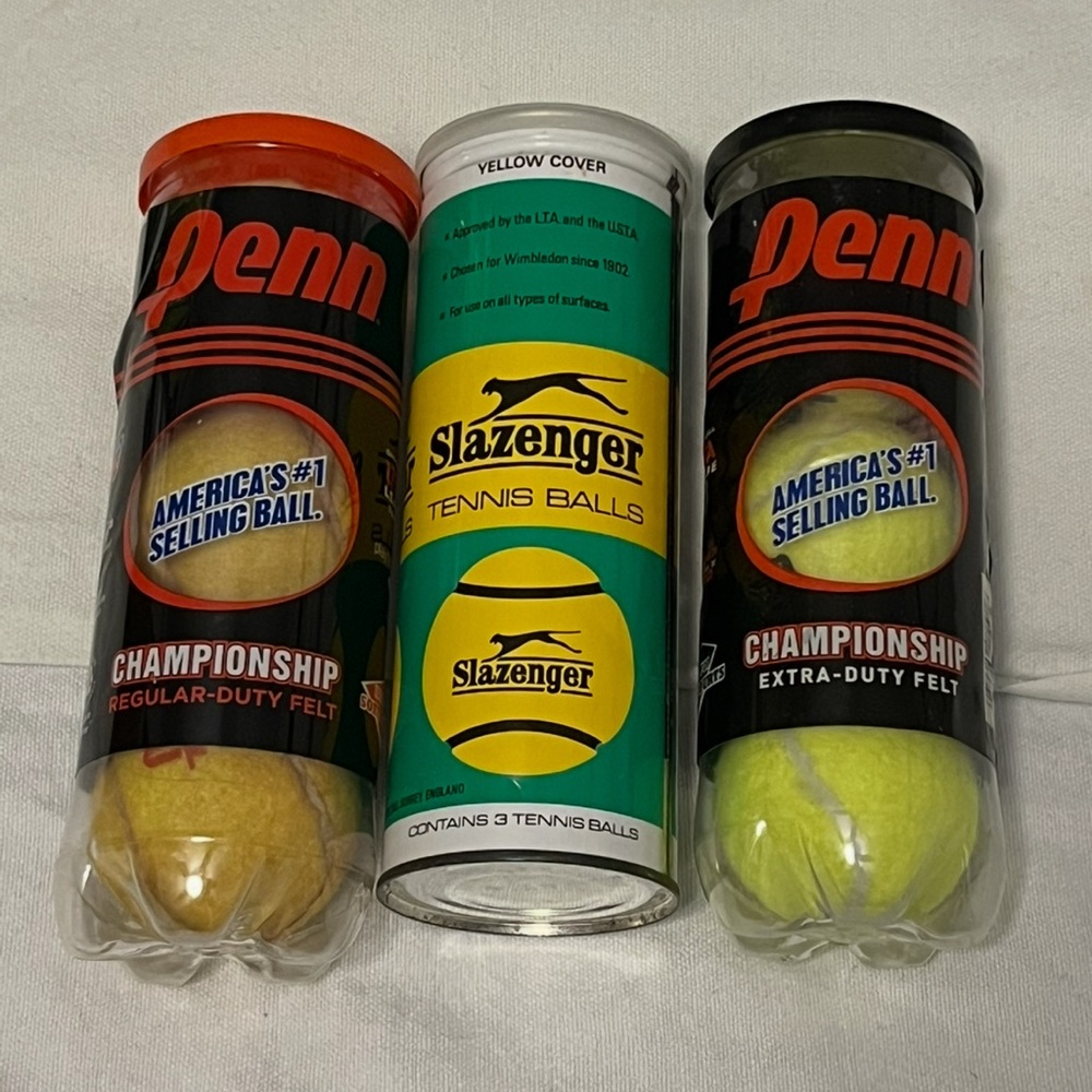 Slazenger (Vintage)& Penn New unopened Tennis Balls - Yellow 3 packs
